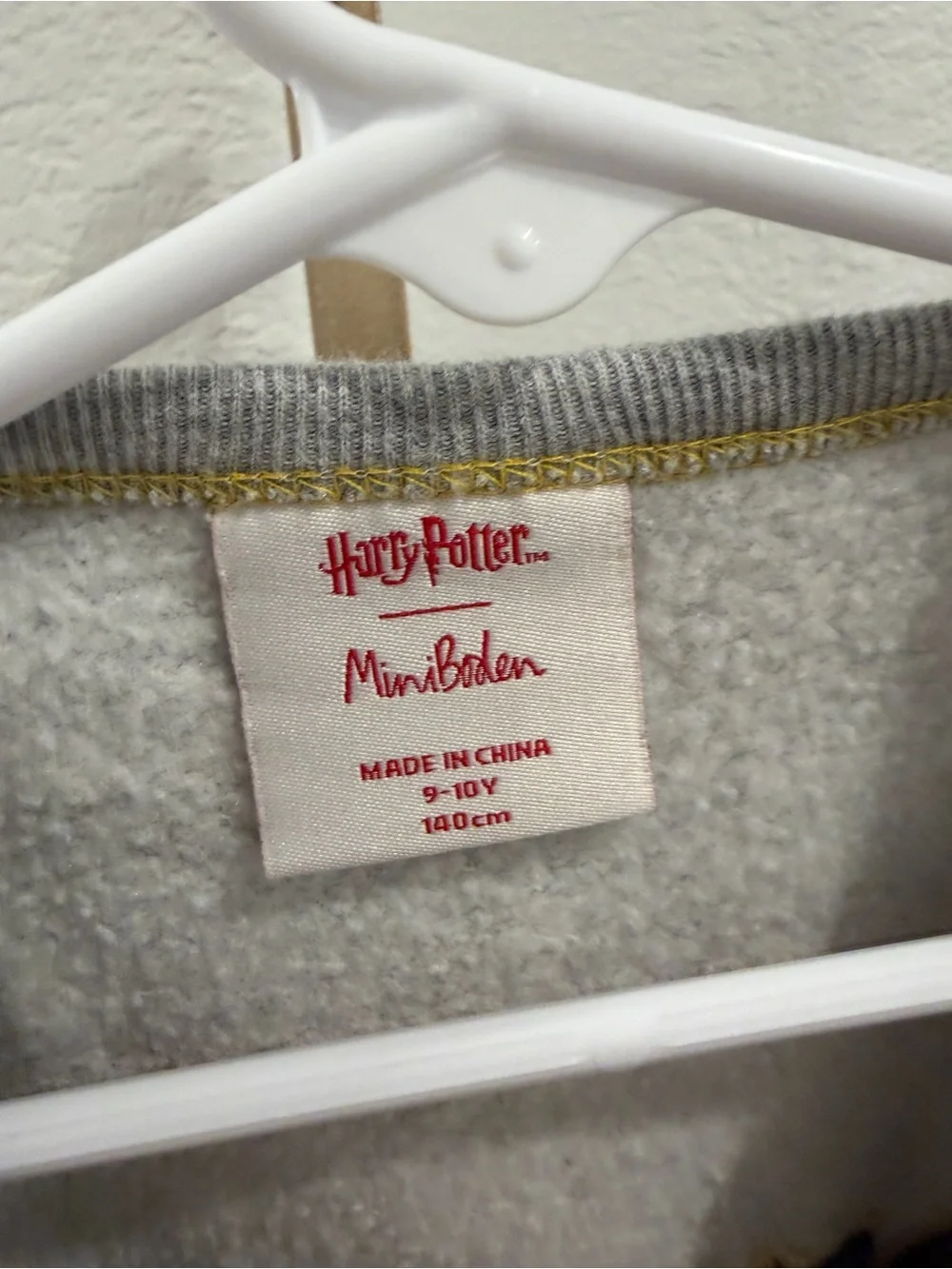 Mini Boden Harry Pottwr collab Grey Sweatshirt with Colorful Crest Patch size 9